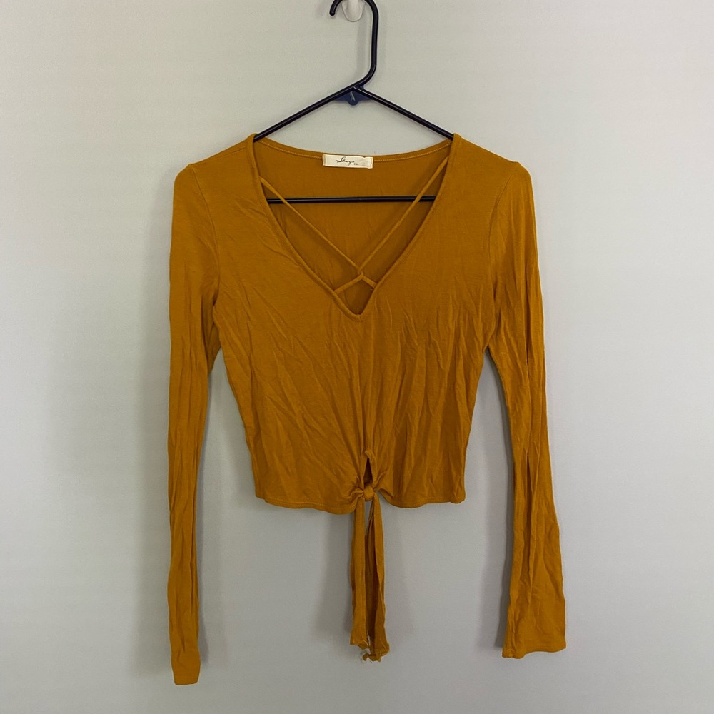 mustard yellow long sleeve shirt
